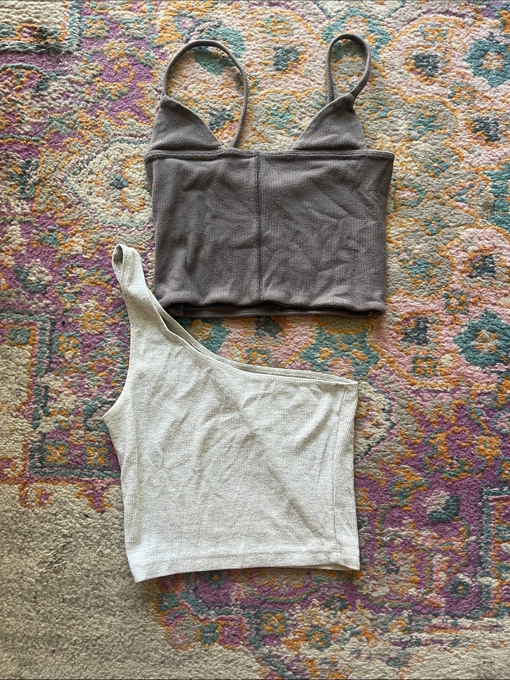 Bundle of two Joah Brown light  gray and dark grey tank tops xs/s